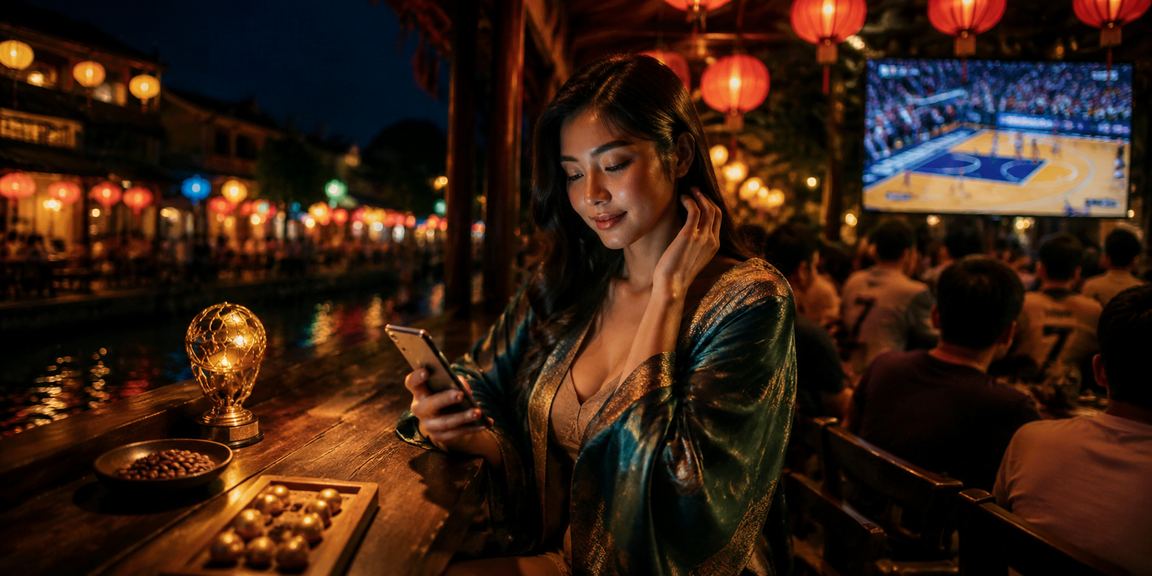 Người dùng Hội An thưởng thức cà phê trong khi theo dõi cá cược bóng rổ trên điện thoại